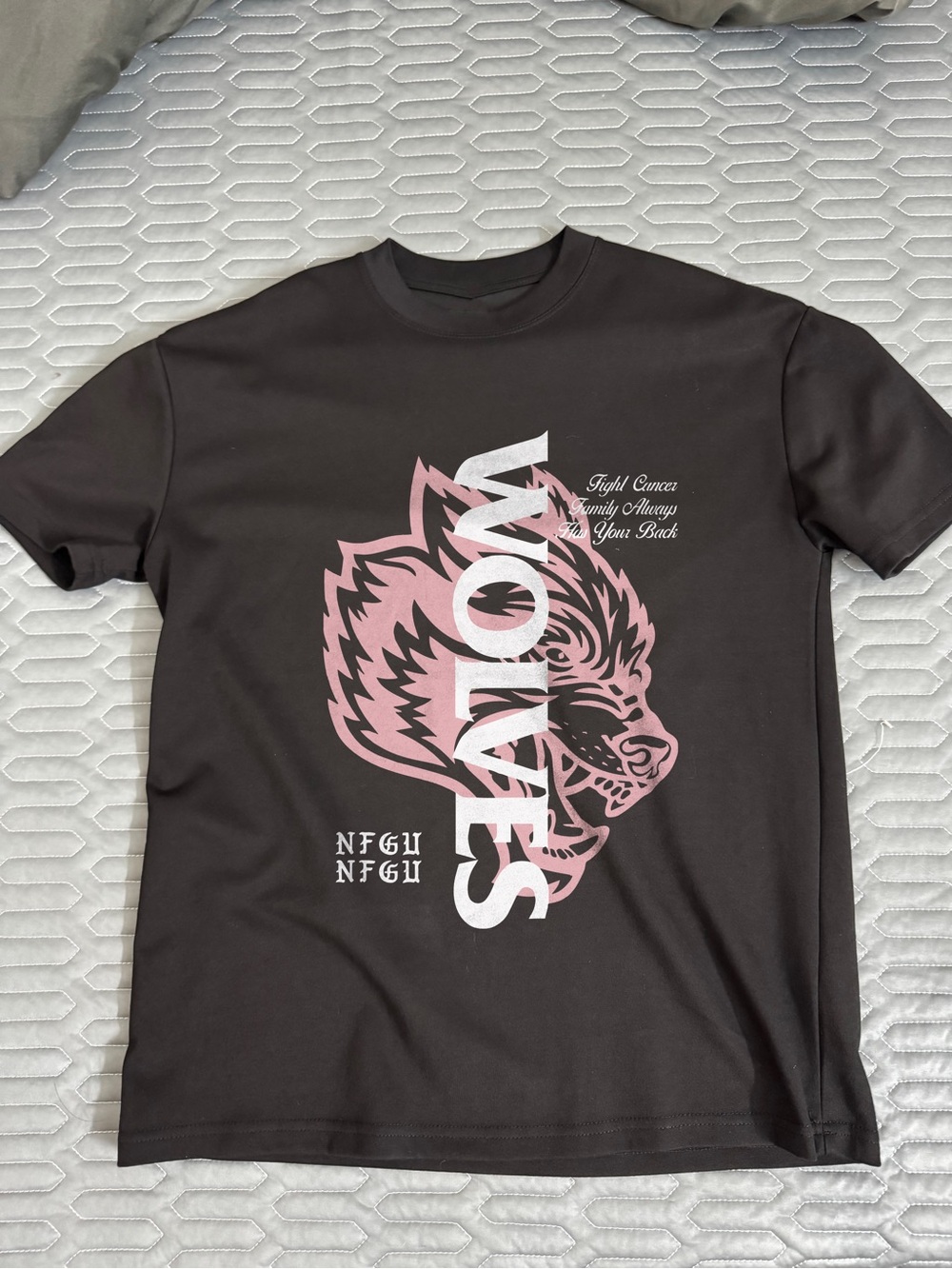 Gildan Black Short Sleeve Tee with Pink Wolf Graphic